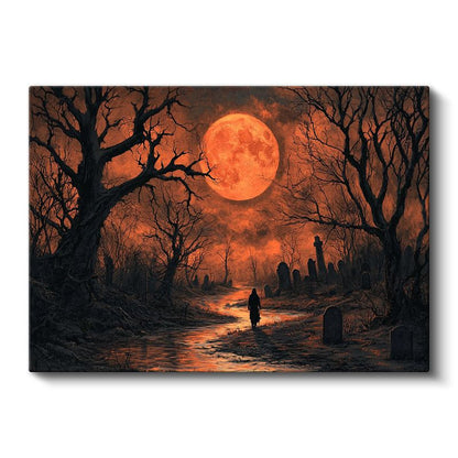 Kızıl Gece - Mezarlık Yolunda Yalnız Yolculuk Kanvas Tablo