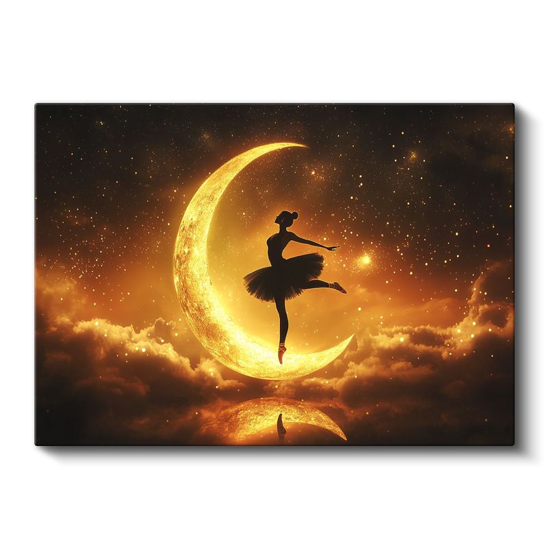 Ay Dansçısı - Gökyüzünün Altın Sahnesinde Zarif Silüet Kanvas Tablo