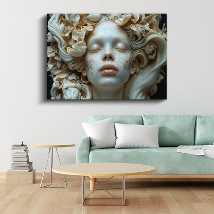 Mermer Rüya - Altın Dokunuşlu Heykelsi Güzellik Kanvas Tablo