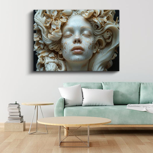 Mermer Rüya - Altın Dokunuşlu Heykelsi Güzellik Kanvas Tablo