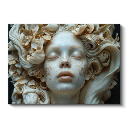 Mermer Rüya - Altın Dokunuşlu Heykelsi Güzellik Kanvas Tablo