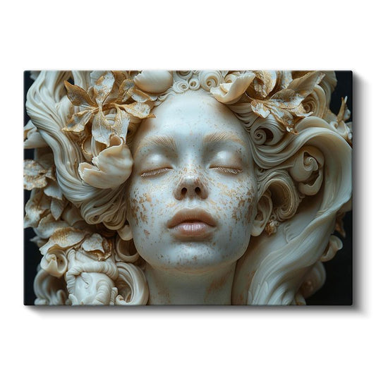 Mermer Rüya - Altın Dokunuşlu Heykelsi Güzellik Kanvas Tablo
