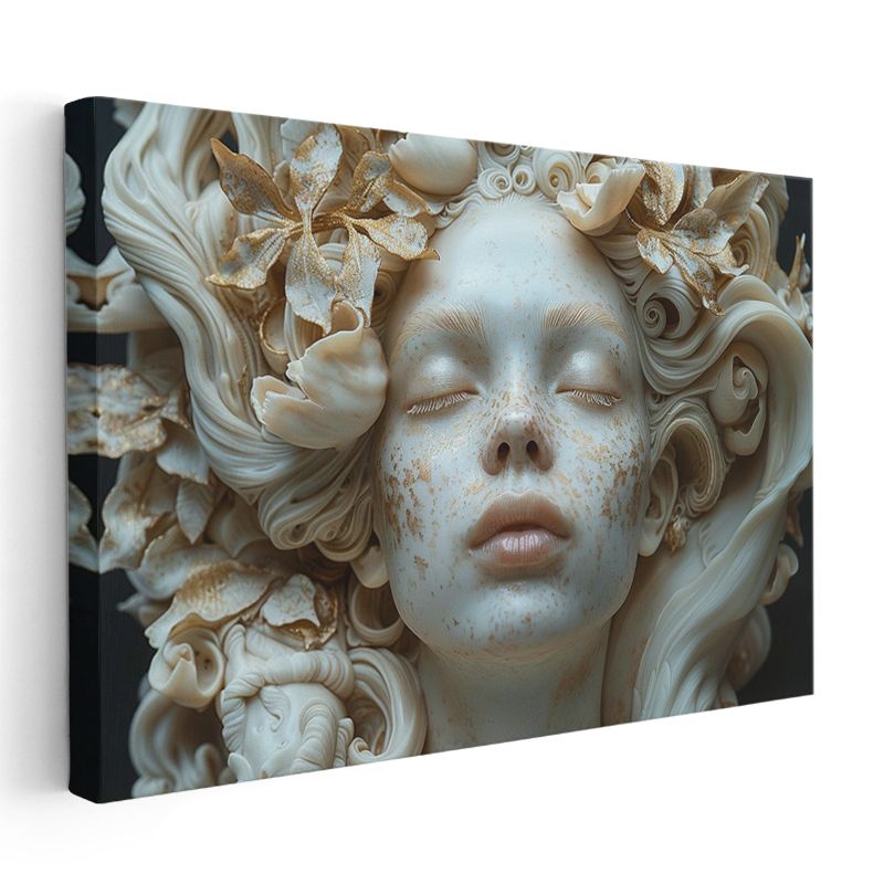 Mermer Rüya - Altın Dokunuşlu Heykelsi Güzellik Kanvas Tablo