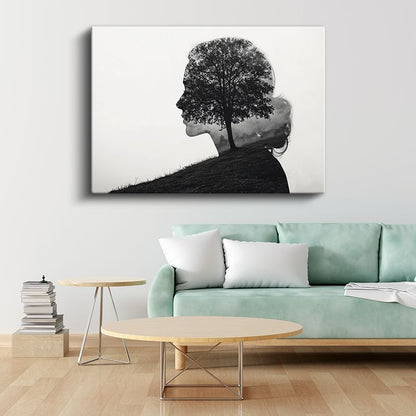 Zihin Ağacı - İnsan Bilincinde Kök Salan Doğa Kanvas Tablo