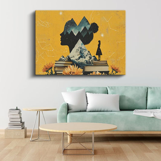 Düşünce Dağları - Bilgelik Kitaplarında Filizlenen Hayaller Kanvas Tablo