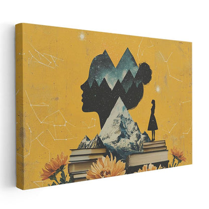 Düşünce Dağları - Bilgelik Kitaplarında Filizlenen Hayaller Kanvas Tablo