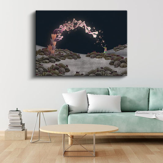 Yıldız Bahçesi - Karanlıkta Işıldayan Büyülü Yolculuk Kanvas Tablo