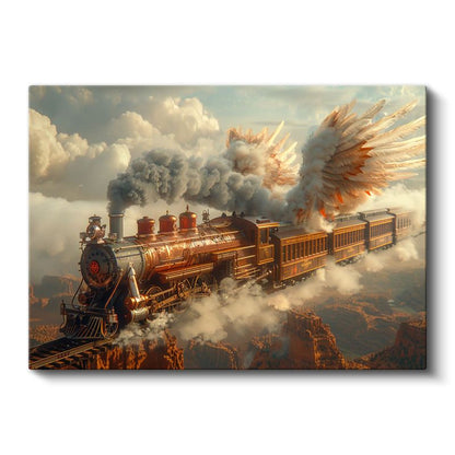Gökyüzü Treni - Bulutlar Arasında Kanat Çırpan Yolculuk Kanvas Tablo