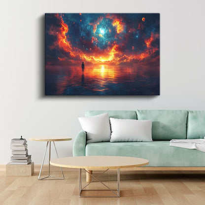 Kozmik Yansıma - Evrenin Ateşinde Yıkanan Ruh Kanvas Tablo