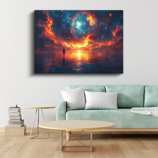 Kozmik Yansıma - Evrenin Ateşinde Yıkanan Ruh Kanvas Tablo