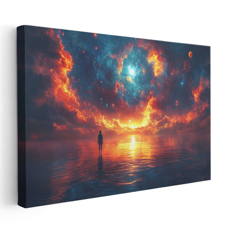 Kozmik Yansıma - Evrenin Ateşinde Yıkanan Ruh Kanvas Tablo