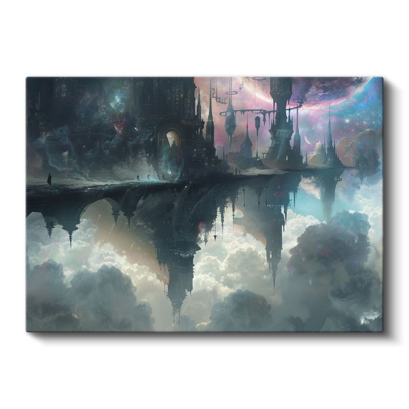 Gökyüzü Krallığı - Bulutların Üzerinde Asılı Duran Fantastik Şehir Kanvas Tablo