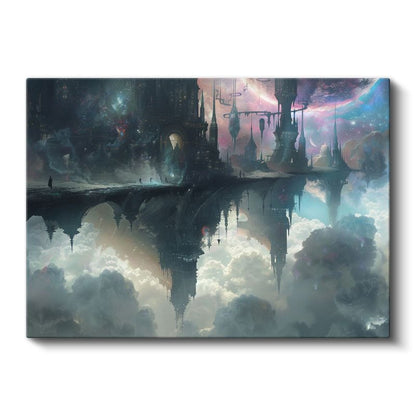 Gökyüzü Krallığı - Bulutların Üzerinde Asılı Duran Fantastik Şehir Kanvas Tablo