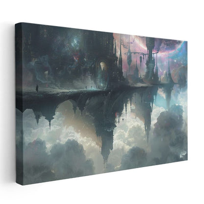 Gökyüzü Krallığı - Bulutların Üzerinde Asılı Duran Fantastik Şehir Kanvas Tablo