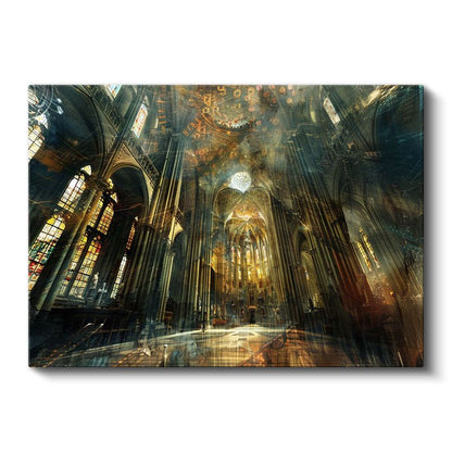 Boyutlar Arası Katedral - Işık Huzmeleriyle Dolu Mistik Mabet Kanvas Tablo