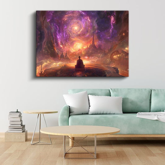 Ruhsal Yolculuk - Kozmik Enerjiyle Bütünleşen Meditasyon Anı Kanvas Tablo