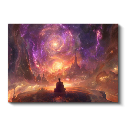 Ruhsal Yolculuk - Kozmik Enerjiyle Bütünleşen Meditasyon Anı Kanvas Tablo