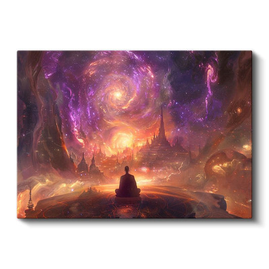 Ruhsal Yolculuk - Kozmik Enerjiyle Bütünleşen Meditasyon Anı Kanvas Tablo