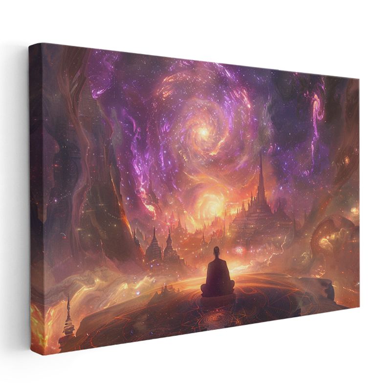 Ruhsal Yolculuk - Kozmik Enerjiyle Bütünleşen Meditasyon Anı Kanvas Tablo