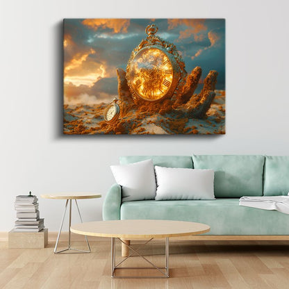 Zaman Bekçisi - Altın Saatin Sonsuzluk Yolculuğu Kanvas Tablo