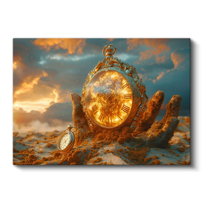 Zaman Bekçisi - Altın Saatin Sonsuzluk Yolculuğu Kanvas Tablo