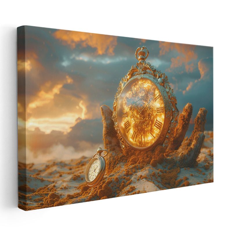 Zaman Bekçisi - Altın Saatin Sonsuzluk Yolculuğu Kanvas Tablo