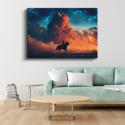 Kozmik Süvari - Alev Bulutları Arasında Özgürlük Kanvas Tablo