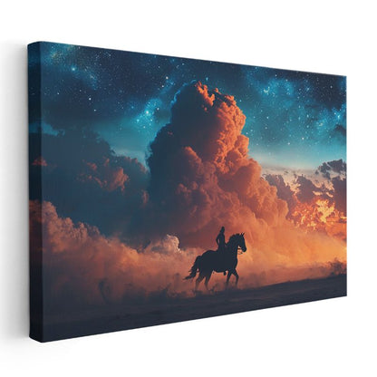 Kozmik Süvari - Alev Bulutları Arasında Özgürlük Kanvas Tablo