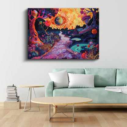 Psikedelik Evren - Renklerin Kozmik Dansı Kanvas Tablo