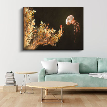 Derin Karşılaşma - Denizin Işıldayan Yaratıkları Kanvas Tablo