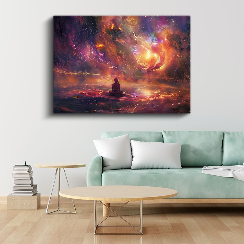 Evrenin Meditasyonu - Kozmik Enerji Havuzunda Aydınlanma Kanvas Tablo