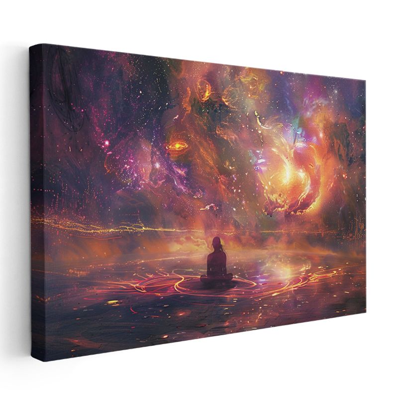 Evrenin Meditasyonu - Kozmik Enerji Havuzunda Aydınlanma Kanvas Tablo