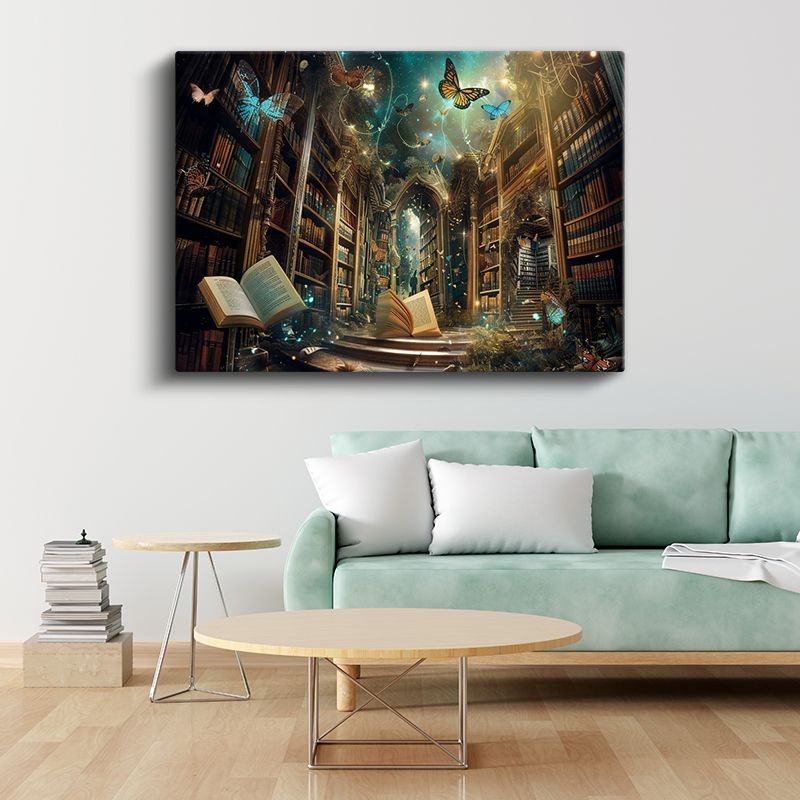 Bilgeliğin Büyüsü - Uçuşan Kitapların Sırrı Kanvas Tablo
