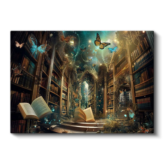 Bilgeliğin Büyüsü - Uçuşan Kitapların Sırrı Kanvas Tablo