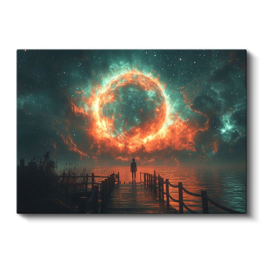 Kozmik Portal - İskelede Bekleyen Yalnız Figür Kanvas Tablo