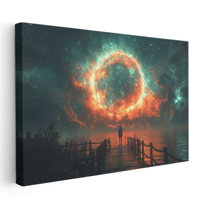 Kozmik Portal - İskelede Bekleyen Yalnız Figür Kanvas Tablo