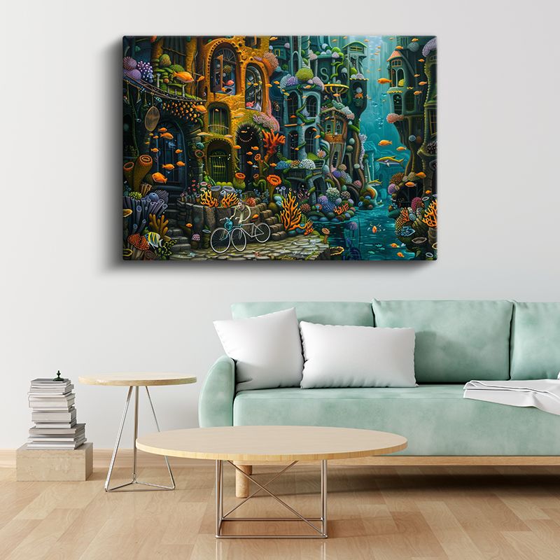 Sualtı Medeniyeti - Fantastik Yapılar ve Renkli Deniz Yaşamı Kanvas Tablo