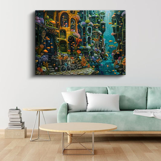 Sualtı Medeniyeti - Fantastik Yapılar ve Renkli Deniz Yaşamı Kanvas Tablo
