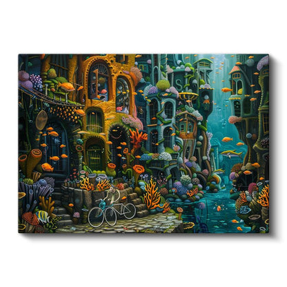 Sualtı Medeniyeti - Fantastik Yapılar ve Renkli Deniz Yaşamı Kanvas Tablo