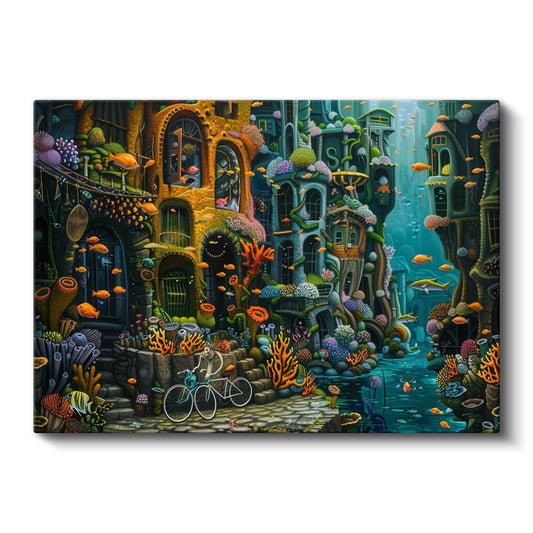 Sualtı Medeniyeti - Fantastik Yapılar ve Renkli Deniz Yaşamı Kanvas Tablo