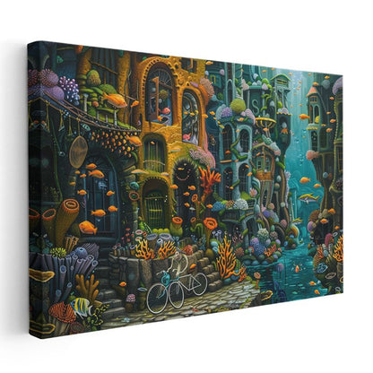 Sualtı Medeniyeti - Fantastik Yapılar ve Renkli Deniz Yaşamı Kanvas Tablo