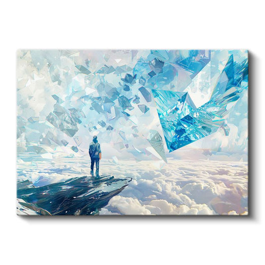 Kristal Boyut - Parçalanan Geometrik Gökyüzü Kanvas Tablo