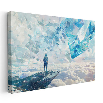 Kristal Boyut - Parçalanan Geometrik Gökyüzü Kanvas Tablo