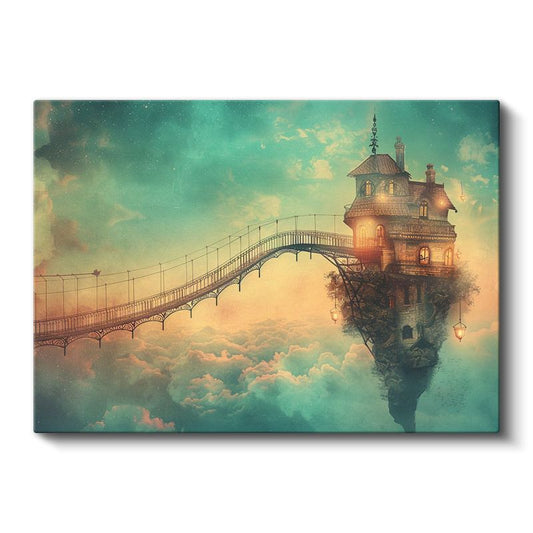 Gökyüzü Evi - Bulutlar Üzerindeki Köprülü Malikâne Kanvas Tablo