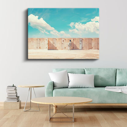 Seçim Labirenti - Çölde Sıralanan Gizemli Kapılar Kanvas Tablo