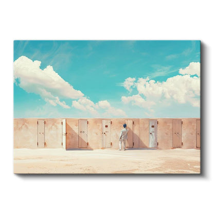 Seçim Labirenti - Çölde Sıralanan Gizemli Kapılar Kanvas Tablo
