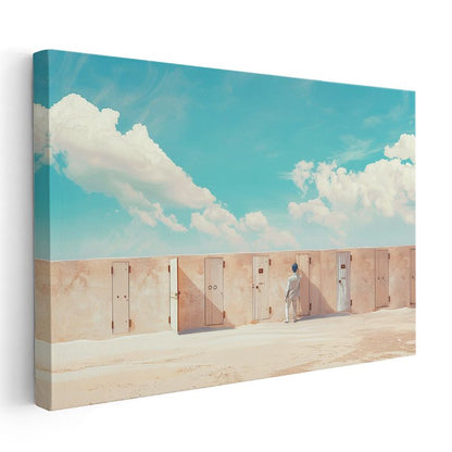 Seçim Labirenti - Çölde Sıralanan Gizemli Kapılar Kanvas Tablo