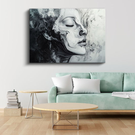 Ruh Akışı - Sıvılaşan Yüz Hatları Kanvas Tablo
