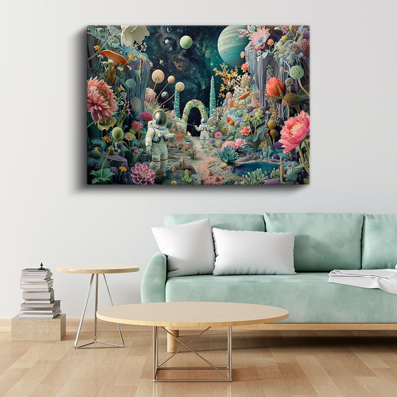 Kozmik Bahçe - Uzayda Çiçek Açan Düşler Kanvas Tablo