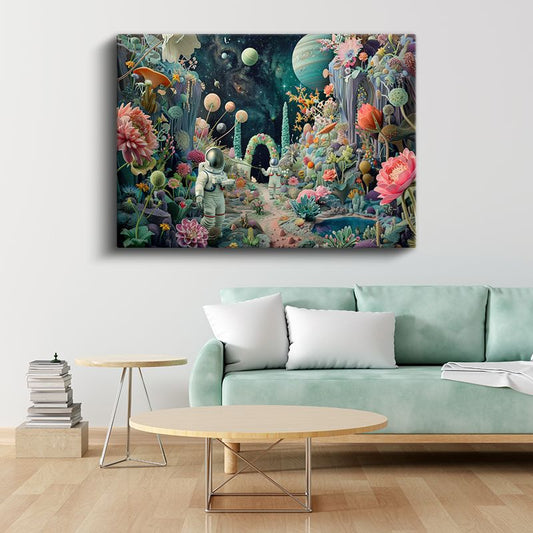 Kozmik Bahçe - Uzayda Çiçek Açan Düşler Kanvas Tablo